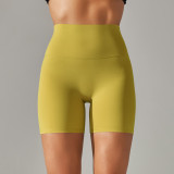 Spring Summer Solid Color Yoga Shorts Tight Fitting High Waist Elastic Sports Fitness Shorts Women