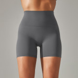 Spring Summer Solid Color Yoga Shorts Tight Fitting High Waist Elastic Sports Fitness Shorts Women