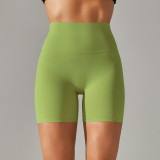 Spring Summer Solid Color Yoga Shorts Tight Fitting High Waist Elastic Sports Fitness Shorts Women