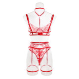 Sexy Lace Lingerie Set Sexy Halter Neck Two Piece Bikini Bra Panty Three Pieces Set