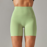 Spring Summer Solid Color Yoga Shorts Tight Fitting High Waist Elastic Sports Fitness Shorts Women