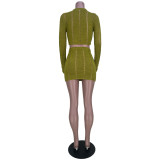 Women's Summer Fashion Casual Cutout Round Neck Top Slim Skirt Two-Piece Set