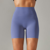 Spring Summer Solid Color Yoga Shorts Tight Fitting High Waist Elastic Sports Fitness Shorts Women