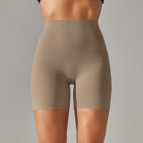 Spring Summer Solid Color Yoga Shorts Tight Fitting High Waist Elastic Sports Fitness Shorts Women