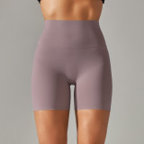 Spring Summer Solid Color Yoga Shorts Tight Fitting High Waist Elastic Sports Fitness Shorts Women