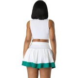 Women Sleeveless Zip Vest and Skirt Two-Piece Set