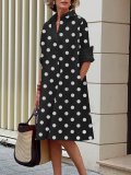 Women Turndwon collar print dress