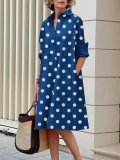 Women Turndwon collar print dress