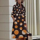 Women Turndwon collar print dress