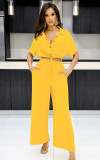 Women Short Polo Collar Crop Top and Pants Two-Piece Set