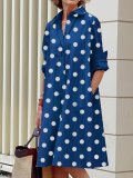 Women Turndwon collar print dress