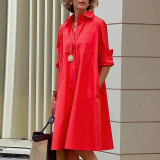 Women Turndwon collar print dress