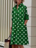 Women Turndwon collar print dress
