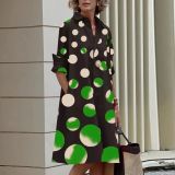 Women Turndwon collar print dress