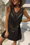Women V-neck sexy hollow beach dress