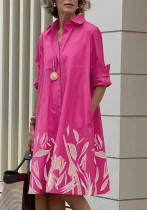 Women Turndwon collar print dress Women Turndwon collar print dress