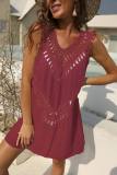Women V-neck sexy hollow beach dress