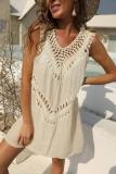 Women V-neck sexy hollow beach dress