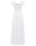 Lace Trim Patchwork Chiffon Slim Waist Maxi Dress
