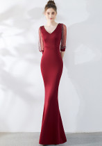 Bridal Toast Dress Fashion Formal Party Red Sexy Slim Mermaid Dress Wedding Evening Dress for Women Bridal Toast Dress Fashion Formal Party Red Sexy Slim Mermaid Dress Wedding Evening Dress for Women