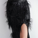 Long Sequins Plus Size Fat Size Beauty Formal Party Evening Dress