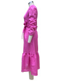 Spring Women's Fashion Chic Slash Shoulder Linen Maxi Dress