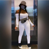 Women's Summer Fashion Long Sleeve Slim Solid Color Jumpsuit