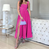 Summer Women Fashion Sexy Sleeveless Mid Length Strap Dress