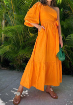 Spring Women's Fashion Chic Slash Shoulder Linen Maxi Dress Spring Women's Fashion Chic Slash Shoulder Linen Maxi Dress