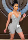 Women's Summer Fashion Casual Rib Strap Solid Color Jumpsuit