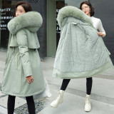 Women Winter Padding Fur Collar Loose Sherpa Parka Coat
