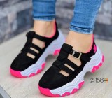 Women Round Toe Platform Low Top Buckle Flat Sneakers