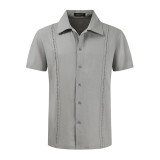 Men Casual Cuban Guayabera Short Sleeve Beach Shirt