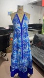 Women Printed V-Neck Strap Dress