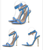 Women Pointed Toe Metal Lock Stiletto Sandals