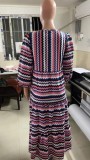 Women Summer Geometric Patch Puff Sleeve Dress