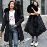 Women Winter Padding Fur Collar Loose Sherpa Parka Coat