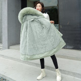 Women Winter Padding Fur Collar Loose Sherpa Parka Coat