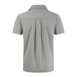 Men Casual Cuban Guayabera Short Sleeve Beach Shirt