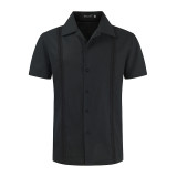 Men Casual Cuban Guayabera Short Sleeve Beach Shirt