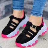Women Round Toe Platform Low Top Buckle Flat Sneakers