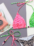 Women Sexy Bikini Leopard Two Pieces Swimwear