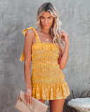 Summer Sexy Sling Wrap Dress Casual Ladies Ruffle Skirt