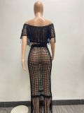 Sexy See-Through Knitting Crochet Fringe Beach Set