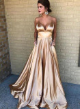 Summer Women's Sexy V Neck Dress Camisole Solid Color Sleeveless Fashion Evening Dress
