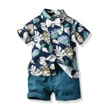 Summer short-sleeved floral shirt boys shorts Casual two-piece children's clothing multi-color beach clothing