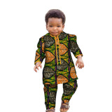 African Ankara Fashion Printed Boys Set Long Sleeve Shirt Pants African Kids Clothes