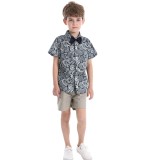 Summer short-sleeved floral shirt boys shorts Casual two-piece children's clothing multi-color beach clothing