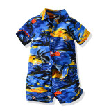 Children's clothing beach multi-color floral shirt boy shorts two-piece set