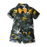 Children's clothing beach multi-color floral shirt boy shorts two-piece set